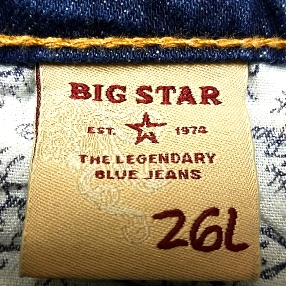 BIG STAR 26x29 2008 CASEY LOW-RISE FIT FADED DISTRESSED DARK WASH BOOTCUT JEANS - Picture 6 of 8